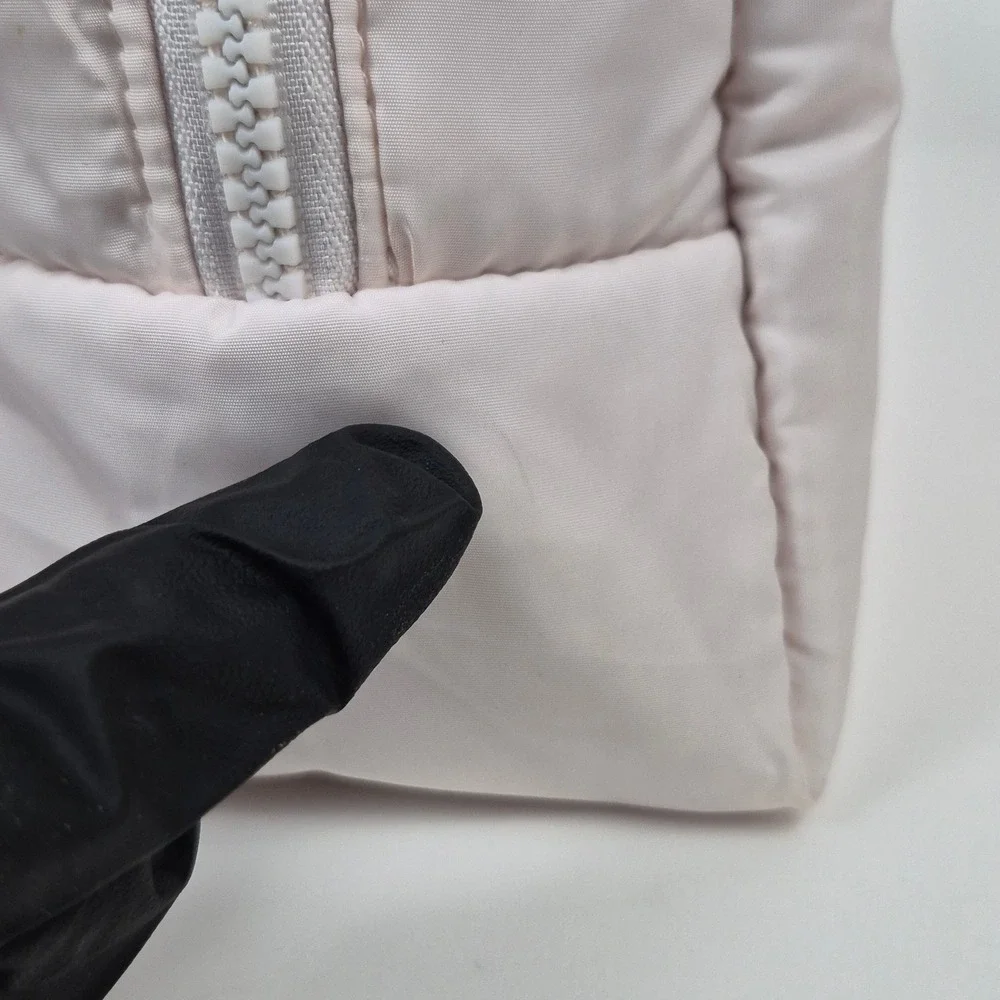 MAELYS Cosmetics Puffer Makeup Bag Pale Pink Quilted Nylon Travel Pouch